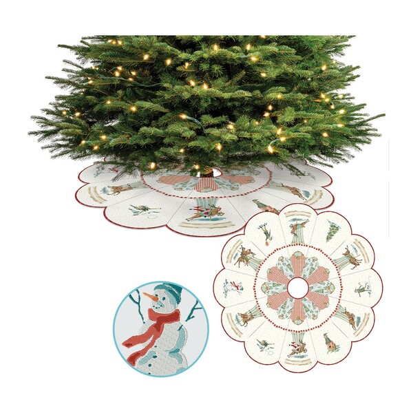 Riley Blake Designs Machine Embroidery Santa's Fair Tree Skirt