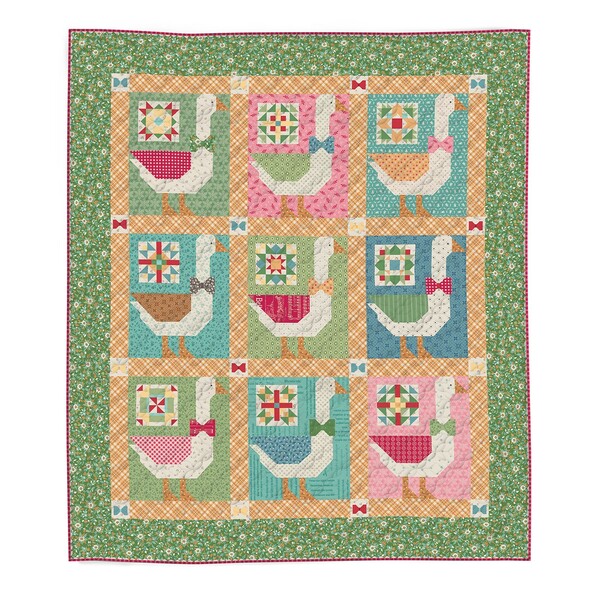 Riley Blake Designs Machine Embroidery Nine Geese A-Laying Quilt