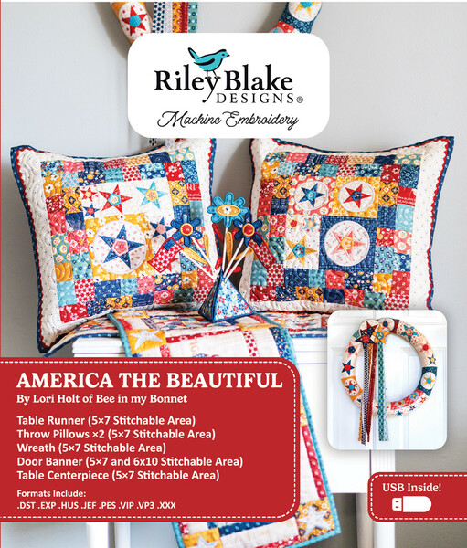 Riley Blake Designs Americana America the Beautiful Machine Embroidery USB