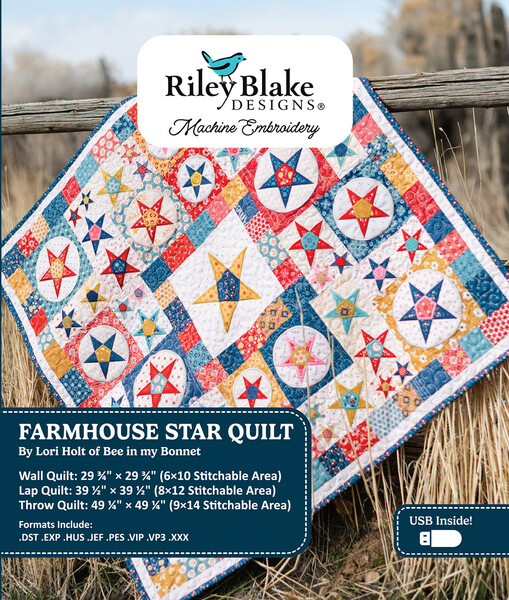 Riley Blake Designs Americana Farmhouse Star Quilt Machine Embroidery USB
