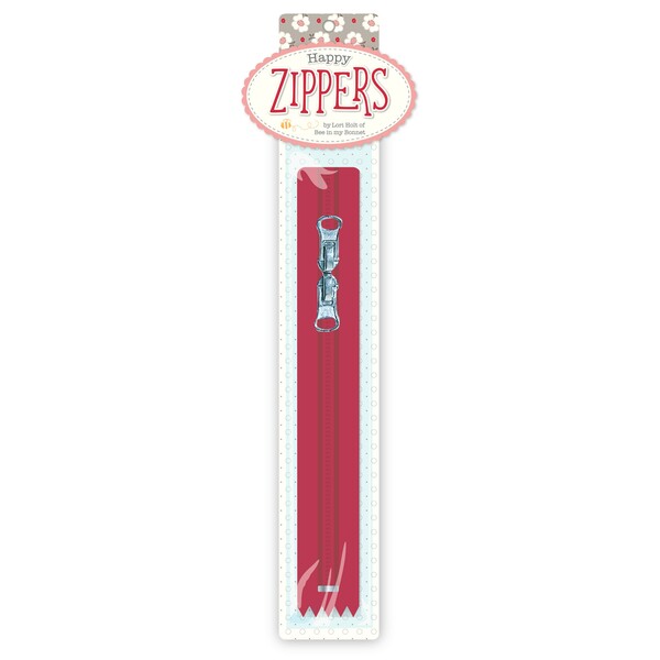 Riley Blake Designs Lori Holt Happy Zippers 16in Red