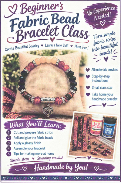 Houston - Fabric Bead Bracelet Class 10AM-2PM Nov 20, 2026