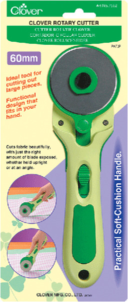 Clover 7502C Rotary Cutter with 7510C 60mm Blade, Soft Cushion Handle