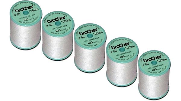 Brother EBTPE 90 Weight White Embroidery Bobbin Thread