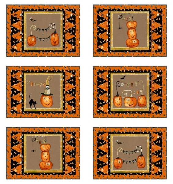 Cheeky Pumpkins Set of 6 Place Mats quilt kit by Studio E