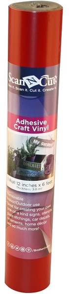 Brother CAVINYLRD 6 FT x12" Roll Red Adhesive Craft Vinyl for ScanNCut Cutters CM650W, CM350R, CM550, CM250, CM100