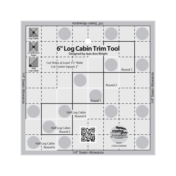 Creative Grids CGRJAWMN6 Curvy Log Cabin Trim Tool 6in Finished Blocks Ruler