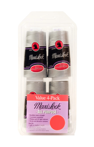 A&E Maxi Lock ML524 Sewing Thread 40wt Value Pack 4 Cones x3000Yds Lt Grey
