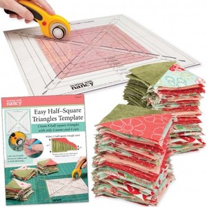 Sewing with Nancy SWNEHTT, Easy Half-Square Triangles Template, make four or eight half-square triangles from 5" to 10" fabric squares