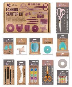 88393: ES-EFB Eversewn 14pc Fashion Sewing Starter Kit: 20Needles, 2Pullers, 10Bobbins, 100Pins, Tools, 10Clips, 2Scissors, Ripper, 3Tweezers, Chalk, 2Tapes