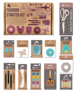 ES-EFB, Eversewn 14pc Fashion Starter Kit, ES-EFB Eversewn 14pc Fashion Sewing Starter Kit: 20Needles, 2Pullers, 10Bobbins, 100Pins, Tools, 10Clips, 2Scissors, Ripper, 3Tweezers, Chalk, 2Tapes