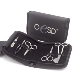 OESD OESD750KIT 5 Piece Scissor Shear Trimmer Kit: Tweezers, Large Ring, Curved Blade, Duckbill Applique, Curved EZ Snip, 4" Hoop Scissors
