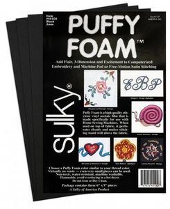 64713: Sulky PF2-44102 Puffy Foam Sheets 2mm Thick, Black, 3Pk 6" x 9" pieces