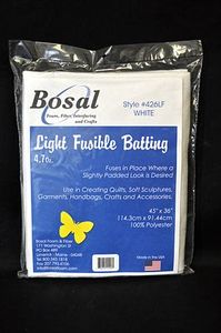 Bosal BOS426LF Single Side Fusible Quilt Batting 4.7oz 100% Poly, 45" x 36" Folded Sheet in Package, Heat sensitive resin