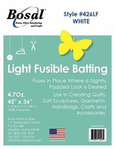 Bosal BOS426LF Single Side Fusible Quilt Batting 4.7oz 100% Poly, 45" x 36" Folded Sheet in Package, Heat sensitive resin