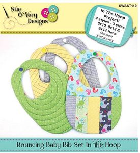 Sue O'Very Designs SWAST119 Bouncing BabyBib Set ITH Machine Embroidery Design