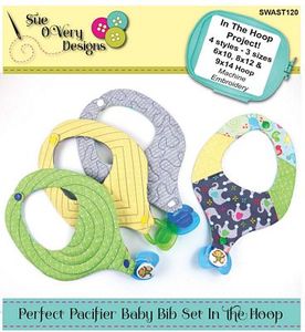 Sue O'Very Designs SWAST120 Perfect Pacifer Baby Bib Set ITH CD