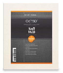 OESD HBSW-8 SoftWeb Fusible Iron On Web Stabilizers 8.5x10" Sheets, 10/Package