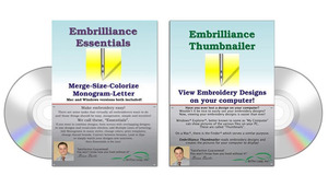 Embrilliance, Essentials, B1510, BB-ESS10, Embroidery, Software, Macintosh, Mac, Windows, Merg, Size, Color, Format, Convert, Letter, Monogram, Undo, Save, Overlap, Includes, 12, Font, Embrilliance Essentials & Thumbnailer Bundle Embroidery Graphics Software CD for Macintosh/Windows, Split Designs*