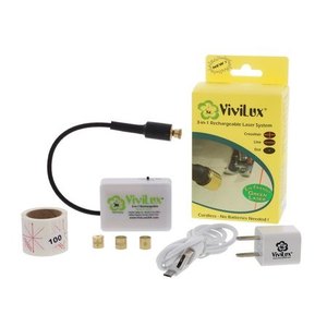 ViviLux VLLSR02 3-in-1 Rechargeable Green Laser Light System, 1mm diameter laser dot, 1mm wide laser line, and laser cross-hairs