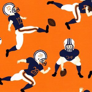 Fabric Finders 1957 Football Player Fabric: Orange & Navy 60″ wide bolt