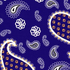 Fabric Finder 1939 Purple Paisley Fabric – Gold Paw Prints 60″ wide bolt