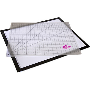 95300: Nifty Notions NN4232 Back Lit Ultra Thin Glass LED Lightpad Light Board, Touch Sensor On/Off,Brightness +Translucent Grid Poly Cutting Mat, 11 x 17 in