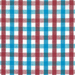 Fabric Finders T105 Turquoise and Red Check Fabric 60″ wide bolt