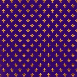 Fabric Finders 1833 Purple and Gold Fleur de lis Fabric Mini 60″ wide bolt