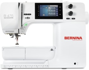 Bernina Demo B475QE,  Quilters Sewing Machine 7" Arm, 900SPM, Color Touch Screen, Jumbo Bobbin, Thread Trimmers, Full Shank Feet, Patchwork#37, 110/240V