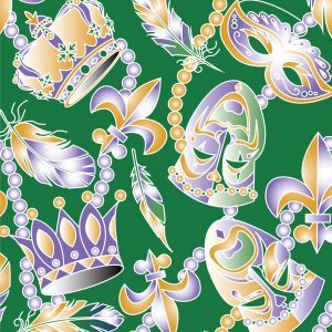 Fabric Finders 2270 Mardi Gras Mask Fabric: Beads & Feathers 60″ wide bolt