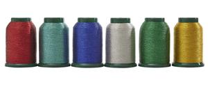 DIME Exquisite MK001, 6-Spool Kit, King Star Embroidery Thread, Metallic Variety Pack, 1100Yd, 40wt Poly, Japan: Green, Red, Blue, Aqua, Silver, Gold