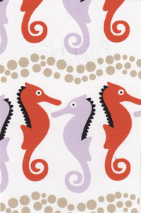 Fabric Finders 1434 Lavender/Coral Seahorses by the yard