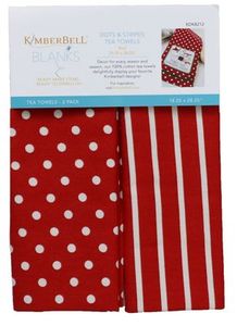 Kimberbell KDKB212 Dots & Stripes Tea Towel Red