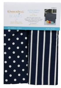 Kimberbell KDKB213 Dots & Stripes Tea Towel Navy