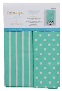 Kimberbell KDKB215 Dots & Stripes Tea Towel Aqua