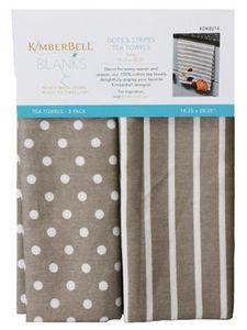 95933: Kimberbell KDKB214 Dots & Stripes Tea Towel Grey