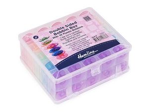 96116: Hemline 154F Double Sided Bobbin Box with 50 Class 15A Plastic Bobbins