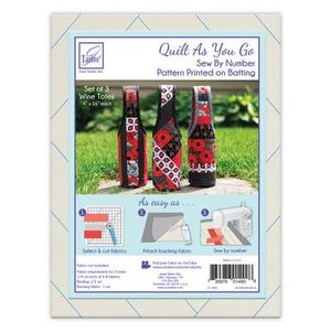 June Tailor JT1490 Quilt As You Go Wine Totes 3pk patterns on printed batting for easy sew-by-number construction