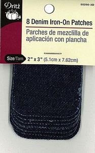 Dritz D55200-3D Denim Iron-On Patch Dark Blue 8ct 6/box