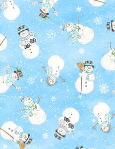 Wilmington Prints 1810 42455 419 Snow Valley Tossed Snowmen Dk. Blue