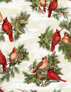 Wilmington Prints 3023 39638 117 Cardinal Noel Large A/O Cream