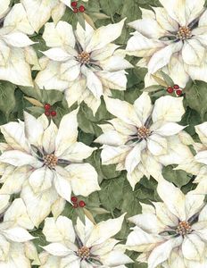 Wilmington Prints 3023 39639 175 Cardinal Noel Poinsettias White/Cream