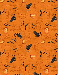 Wilmington Prints 3017 27590 898 Haunted Night Words A/O Orange