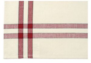 Dunroven 5360-CRN Striped Cream Background Tea Towel cranberry