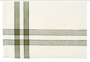 Dunroven 5360-SC Striped Cream Background Tea Towel Sage