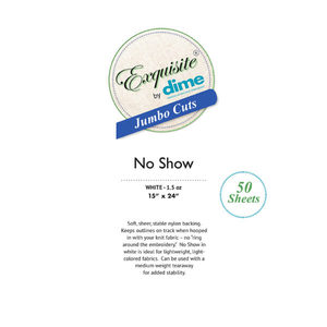 96436: DIME H5401524 Jumbo Cuts No Show Cutaway Embroidery Stabilizer 50 of 15x24" Sheets