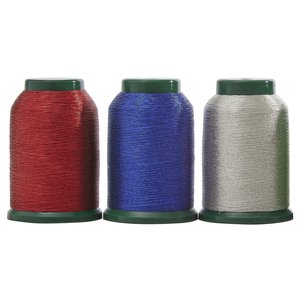 97356: DIME PP001 Exquisite KingStar 1100 Yard Patriotic Metallic Embroidery Thread Set Kit, 3 Cone Pack: MA4, MS1, MA5 Colors