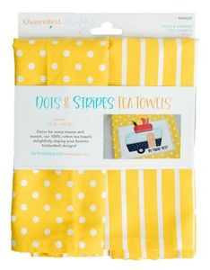 Kimberbell KDKB224 Dots & Stripes Tea Towels - Lemon