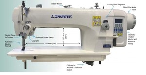 Consew 2206RB-14-7DD Heavy Duty, Single Needle Lockstitch Machine with Drop Feed, Needle Feed, and Alternating (Walking) Presser Feet